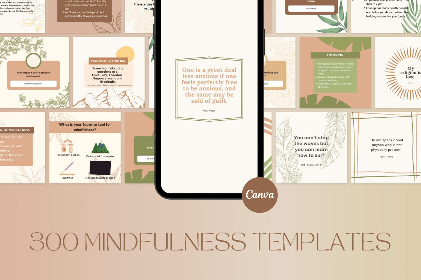 300 Digitale annonse og reklame maler for Mindfullness til sosiale medier