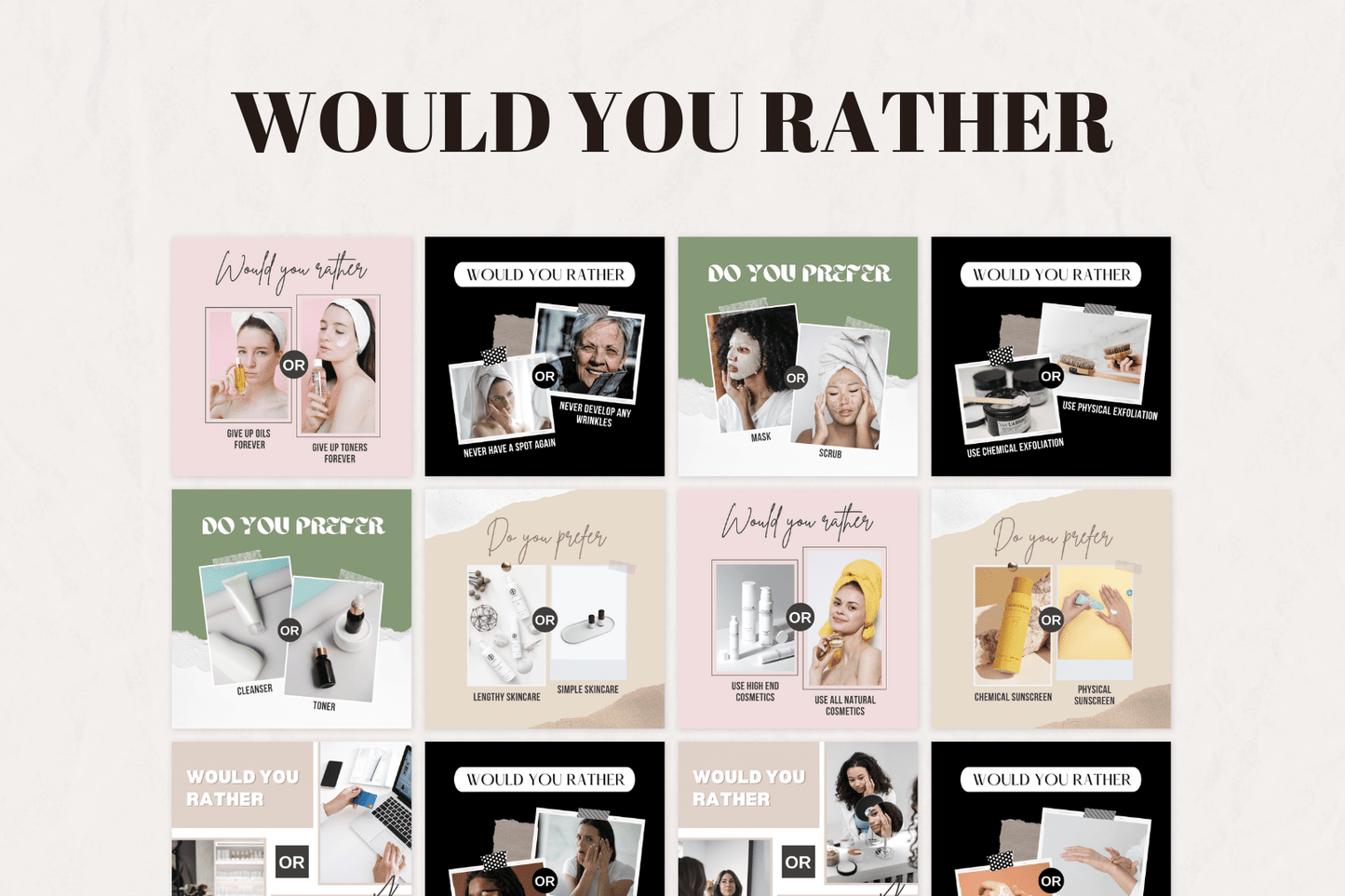 300 Digitale annonse og reklamemaler for Kosmetikk og Skjønnhetsprodukter til sosiale medier