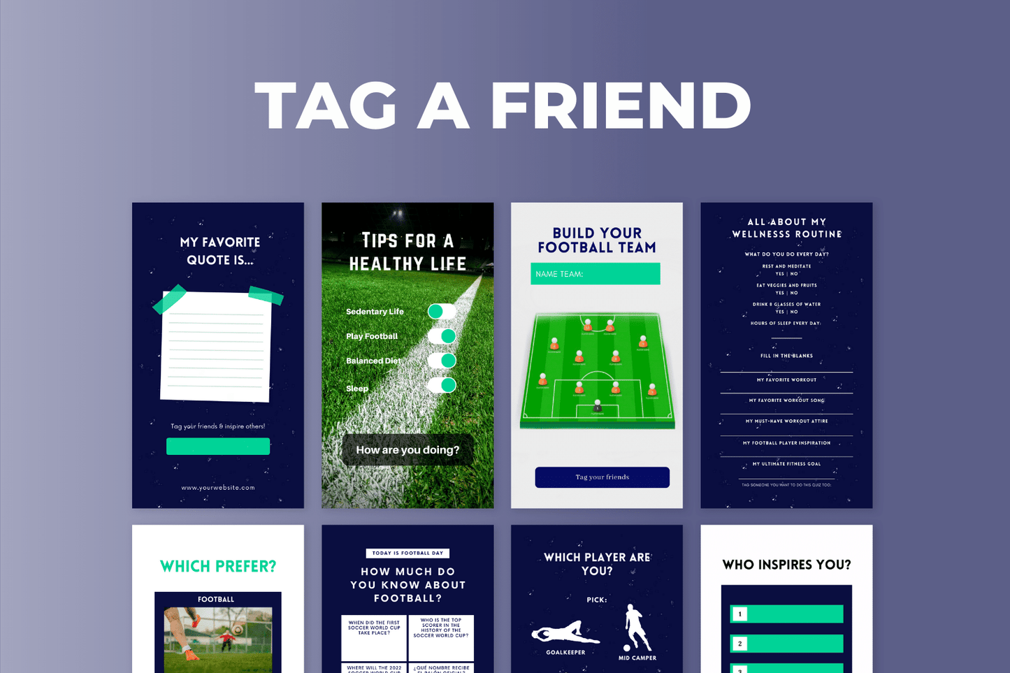 200 Digitale annonse og reklame maler for Fotball og Idrett til sosiale medier