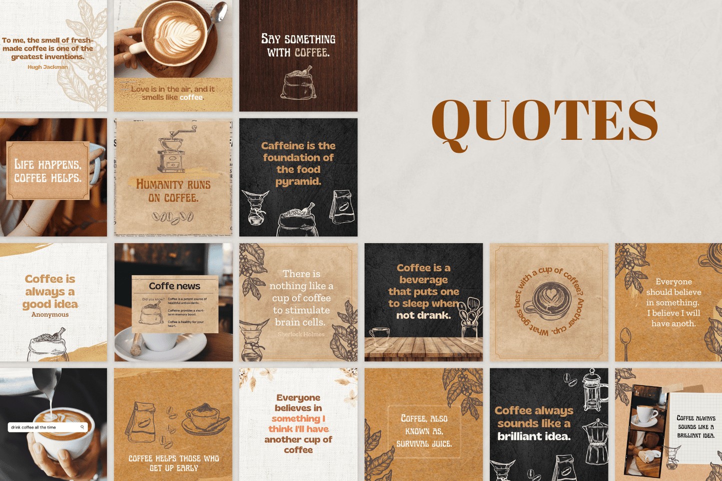 200 Digitale annonse og reklame maler for Kaffe og Barista til sosiale medier