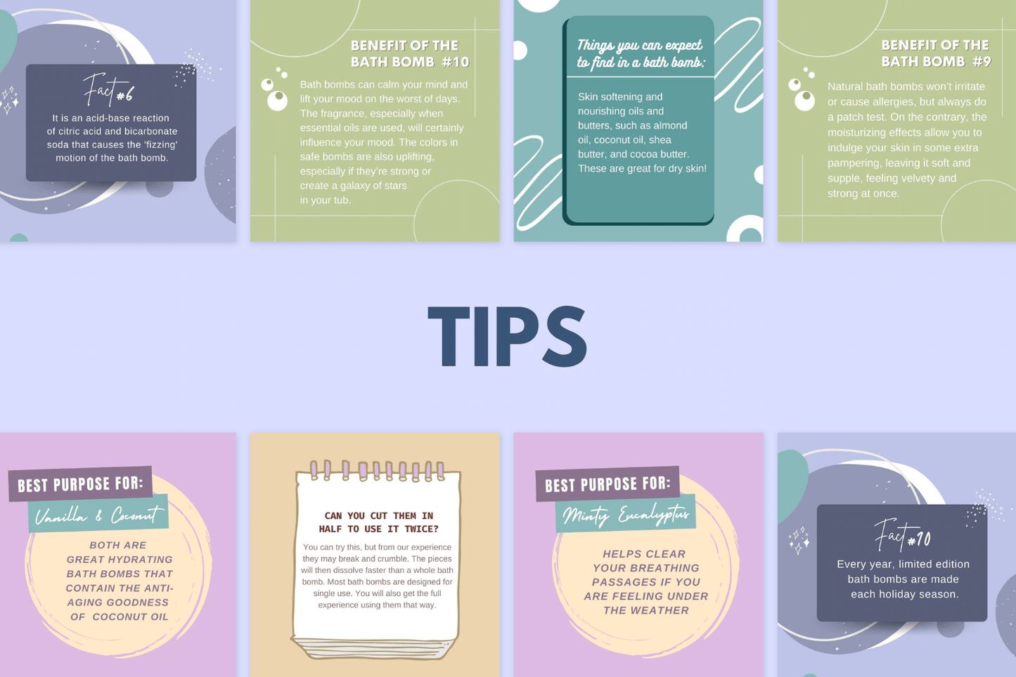 200 Digitale annonse og reklame maler for Velvære produkter og Badebomber til sosiale medier