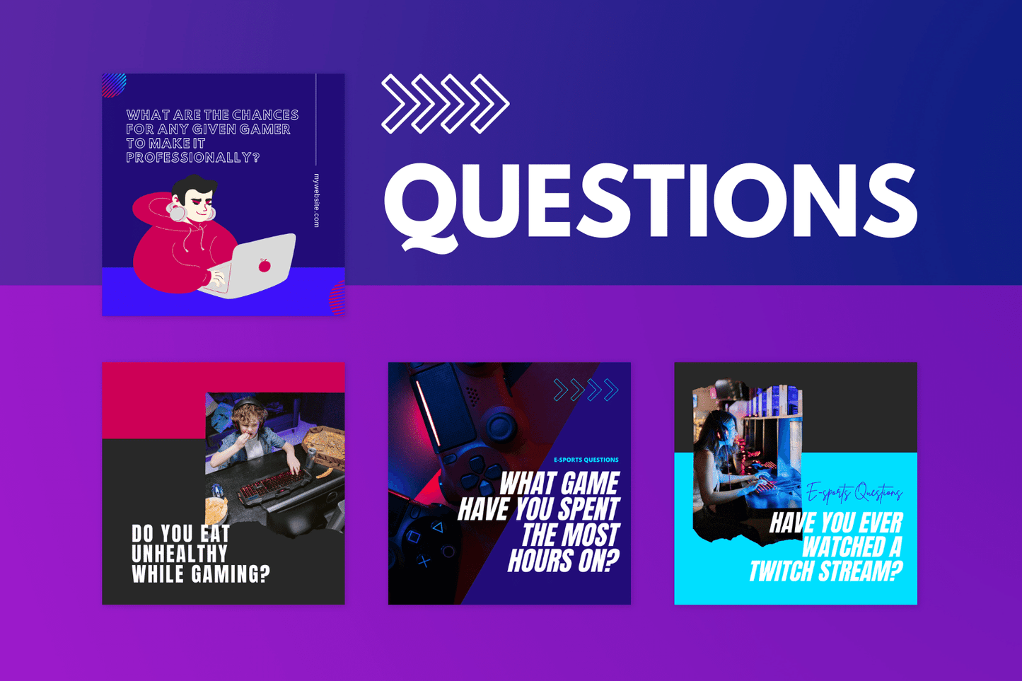 200 Digitale annonse og reklame maler for E-sport til sosiale medier