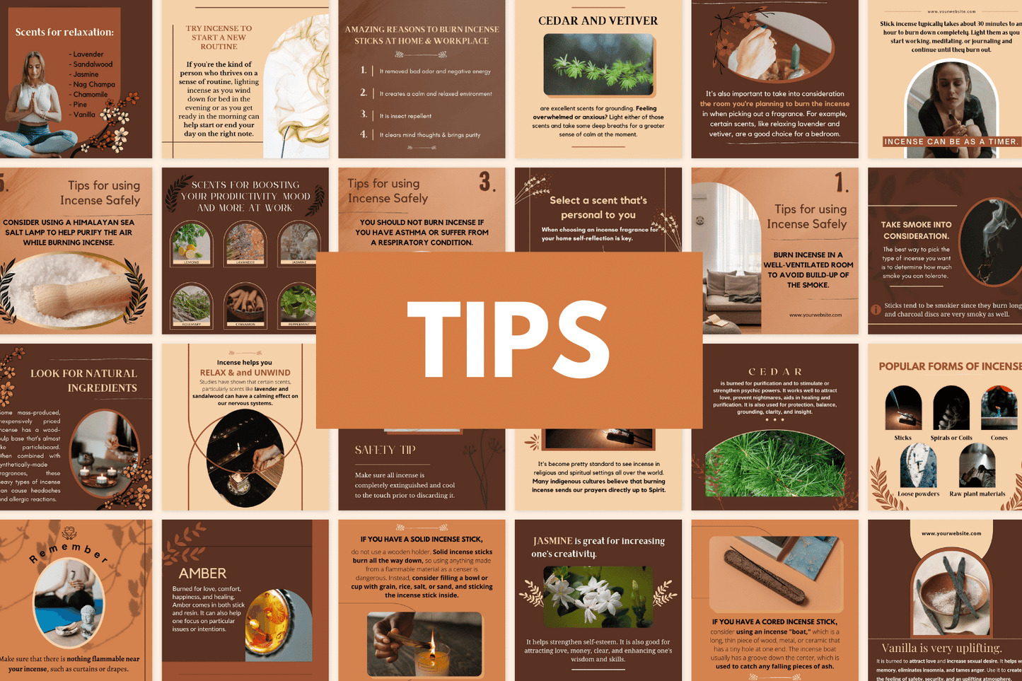 200 Digitale annonse og reklame maler for Røkelse og Velvære Produkter til sosiale medier