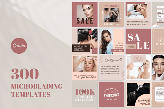 300 Digitale annonse og reklame maler for Microblading til sosiale medier