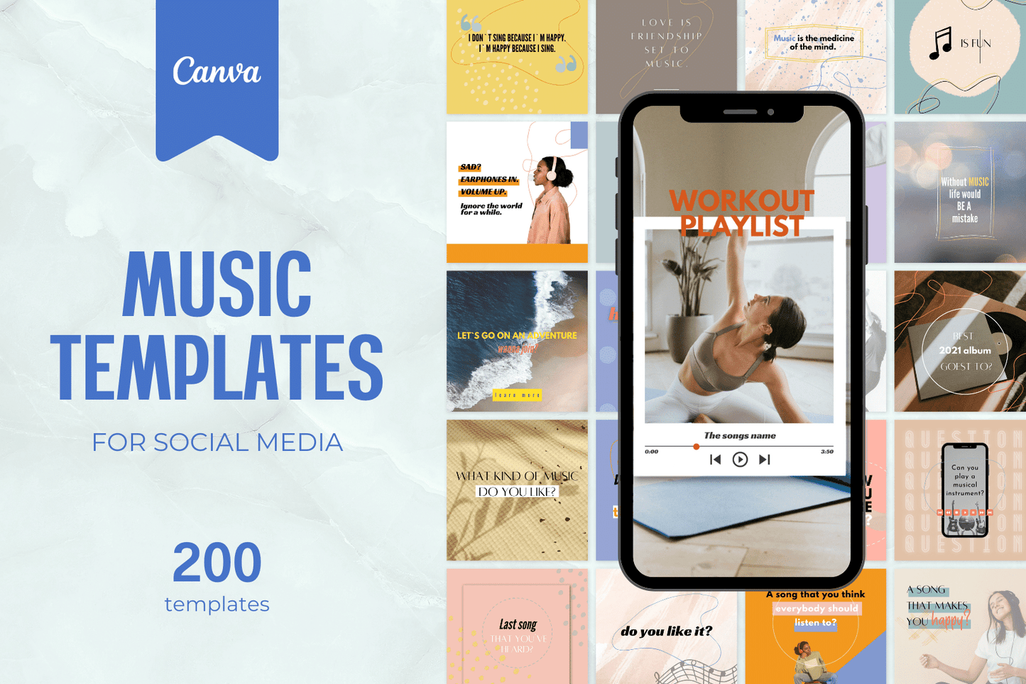 200 Digitale annonse og reklame maler for Musikere og Musikk til sosiale medier
