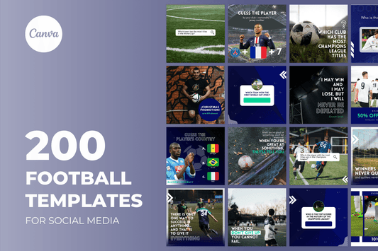 200 Digitale annonse og reklame maler for Fotball og Idrett til sosiale medier