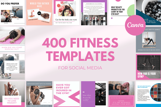 400 Premium Digitale annonse og reklame maler for Fitness og Trening til sosiale medier, Feminin utgave