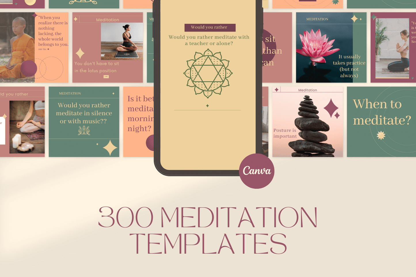 300 Digitale annonse og reklame maler for Meditasjon til sosiale medier