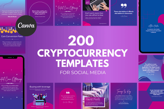 200 Digitale annonse og reklame maler for Krypto handel og Valuta til sosiale medier