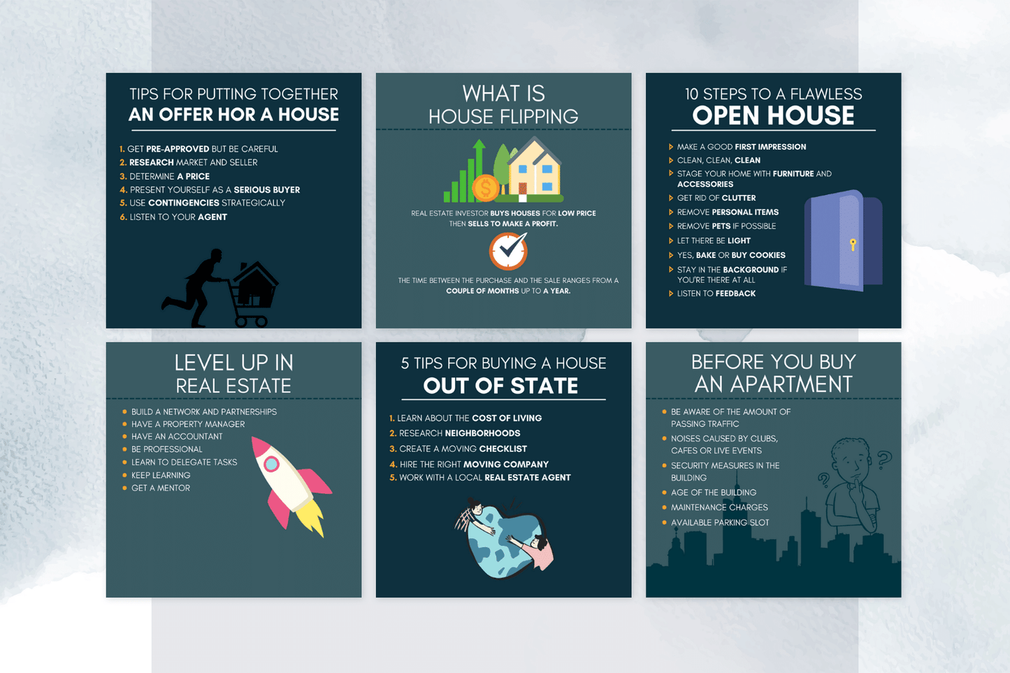 200 Digitale Infografikk maler for Eiendomsmeglere og utleie til sosiale medier