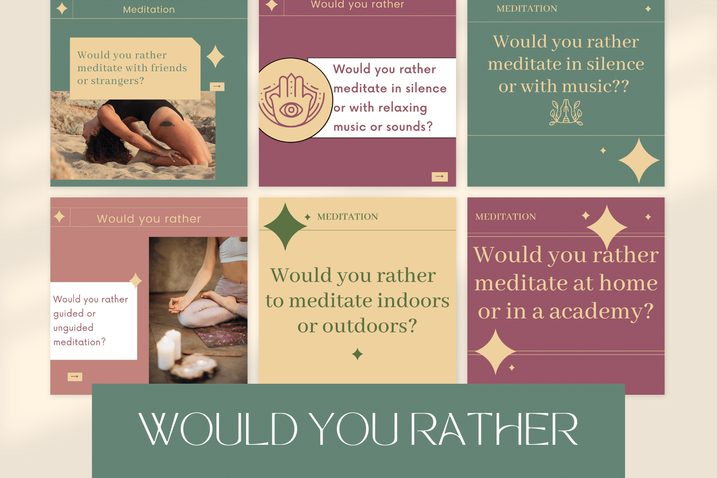 300 Digitale annonse og reklame maler for Meditasjon til sosiale medier