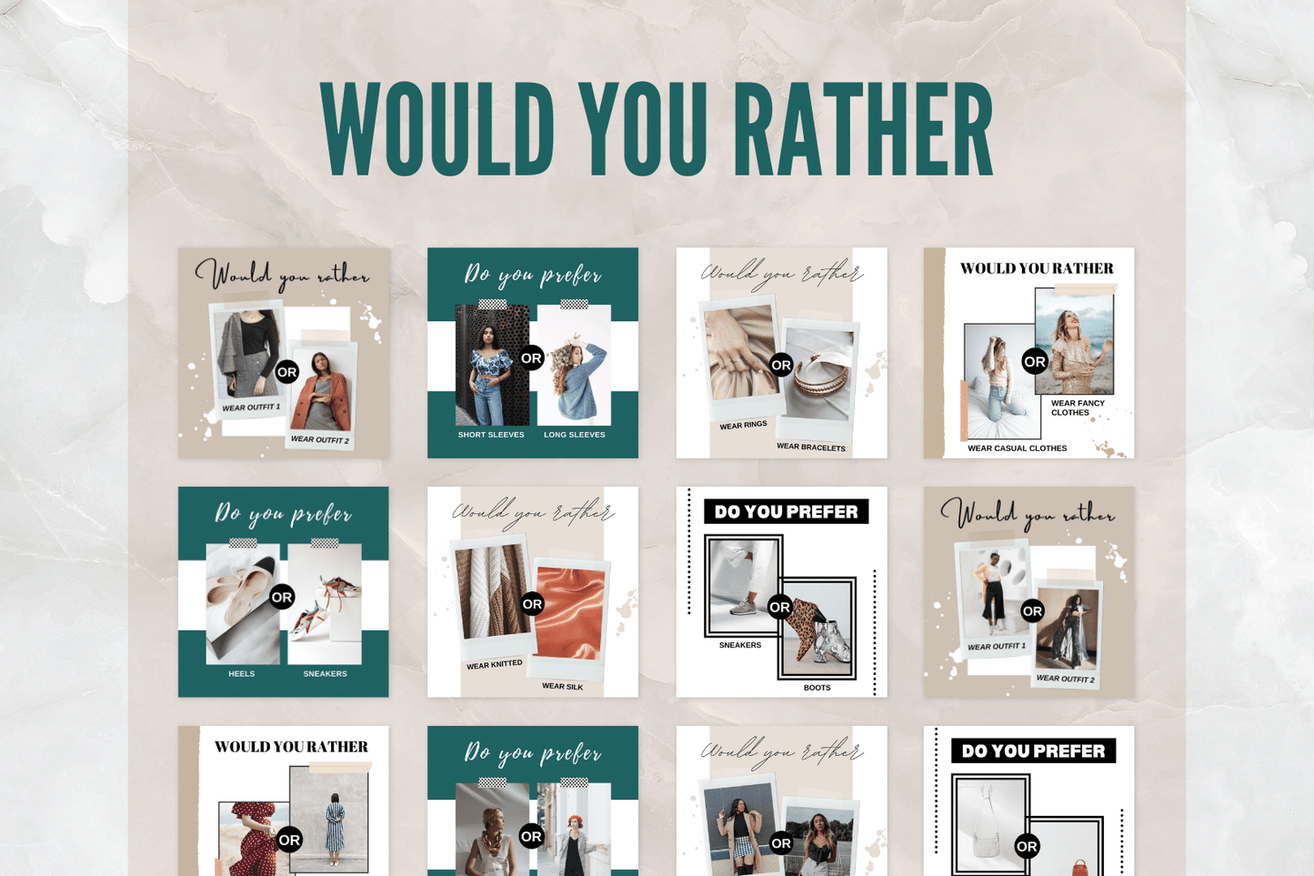 400 Digitale annonse og reklame maler for Mote og Klesbutikker til sosiale medier